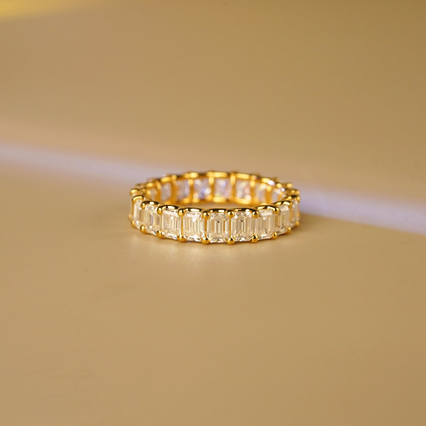 4.6 TCW Emerald Lab-Grown Diamond Full Eternity Wedding Band