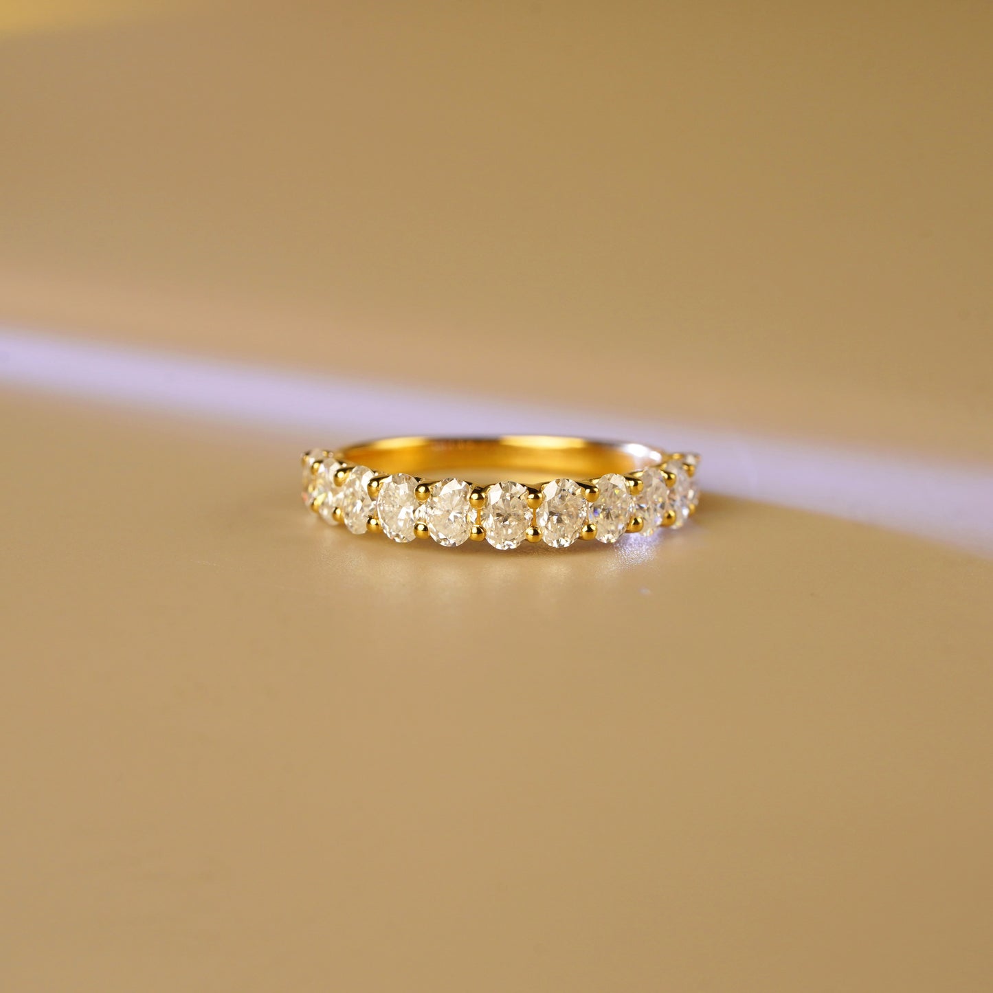 1.35 TCW Oval Lab-Grown Diamond Half Eternity Wedding Band