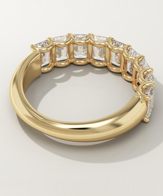 1.8 TCW Emerald Lab-Grown Diamond Half Eternity Wedding Band