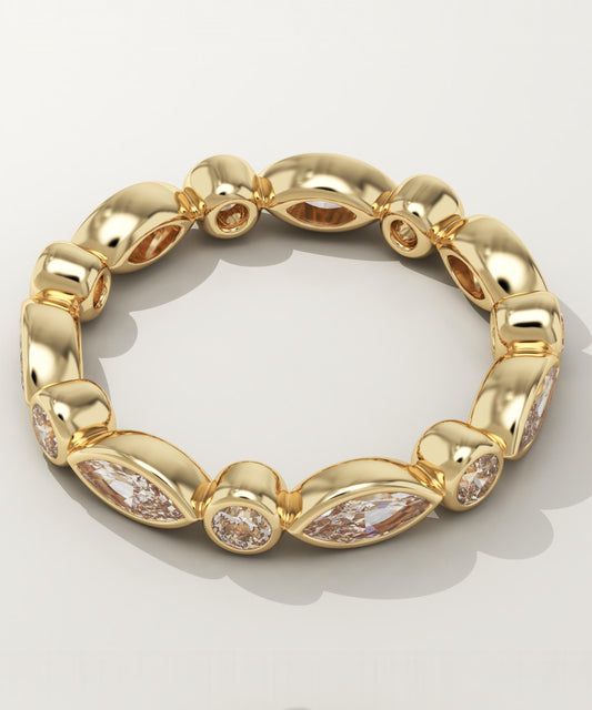 2.72 TCW Round & Marquise Lab-Grown Diamond Full Eternity Wedding Band