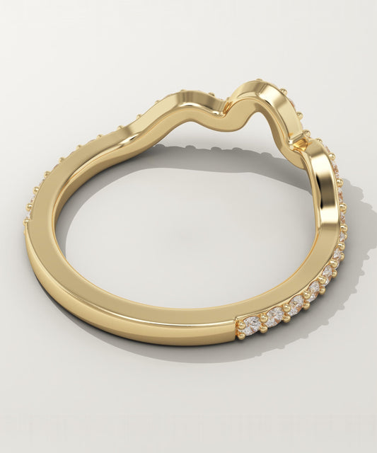 0.58 TCW Round Lab-Grown Diamond Curved Wedding Band