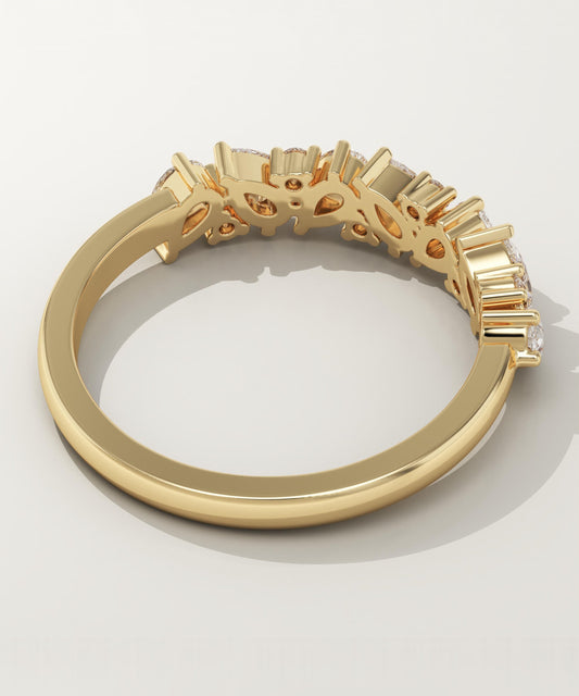 0.73 TCW Pear & Round Lab-Grown Diamond Half Eternity Wedding Band