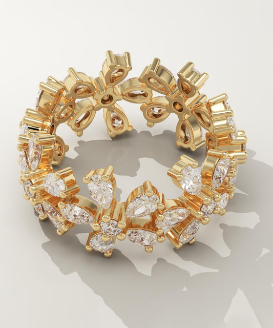 3.55 TCW Pear & Round Lab-Grown Diamond Full Eternity Wedding Band