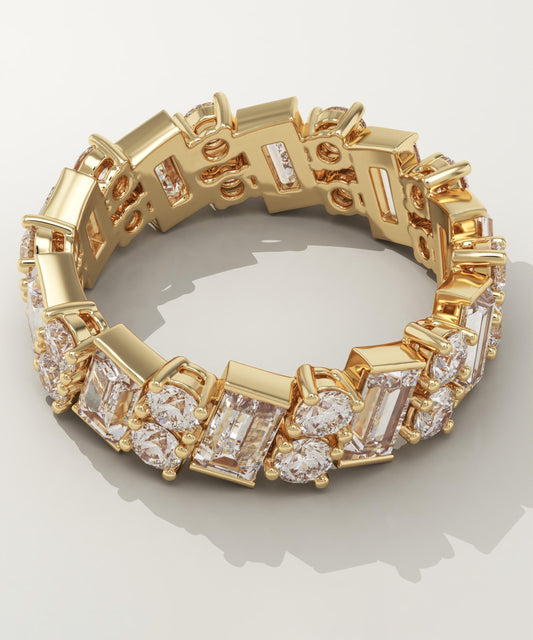 4.69 TCW Baguette & Round Lab-Grown Diamond Full Eternity Wedding Band