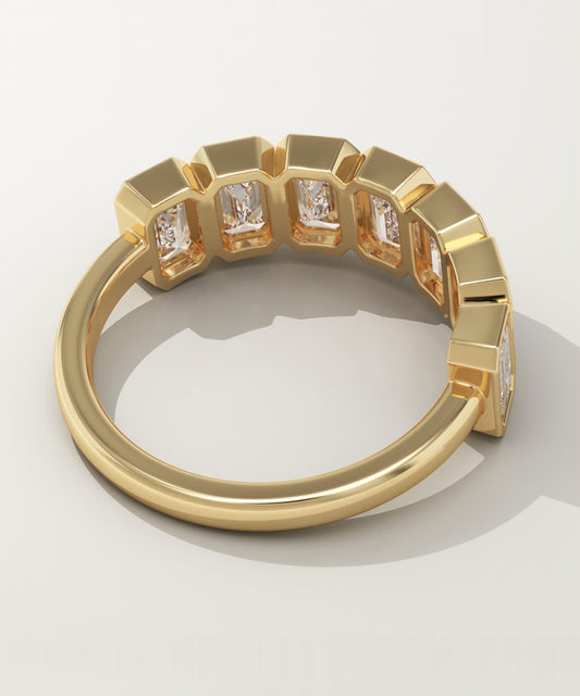 1.56 TCW Emerald Lab-Grown Diamond Half Eternity Wedding Band