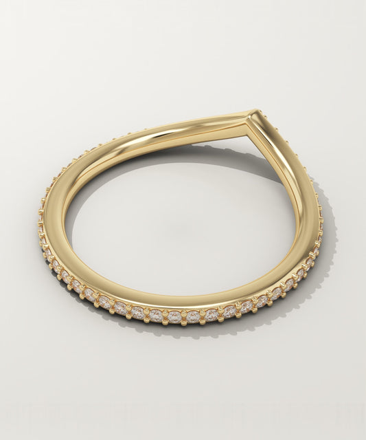 0.62 TCW Round Lab-Grown Diamond Curved Wedding Band