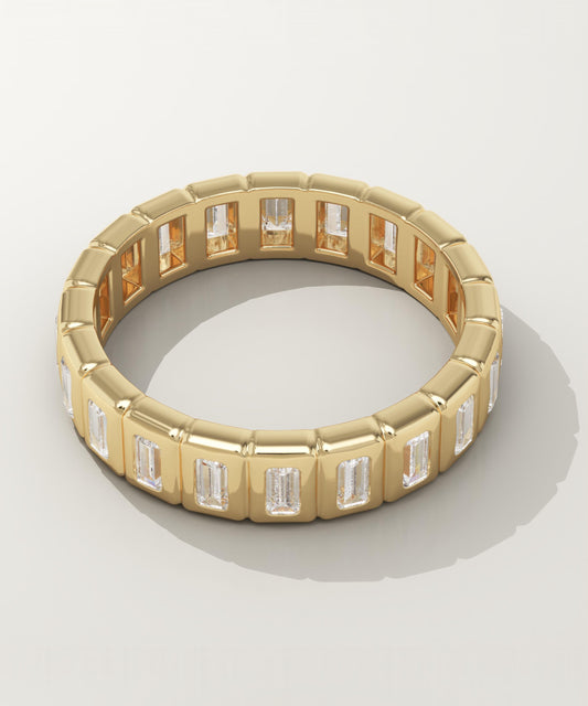 0.8 TCW Baguette Lab-Grown Diamond Full Eternity Bezel Wedding Band