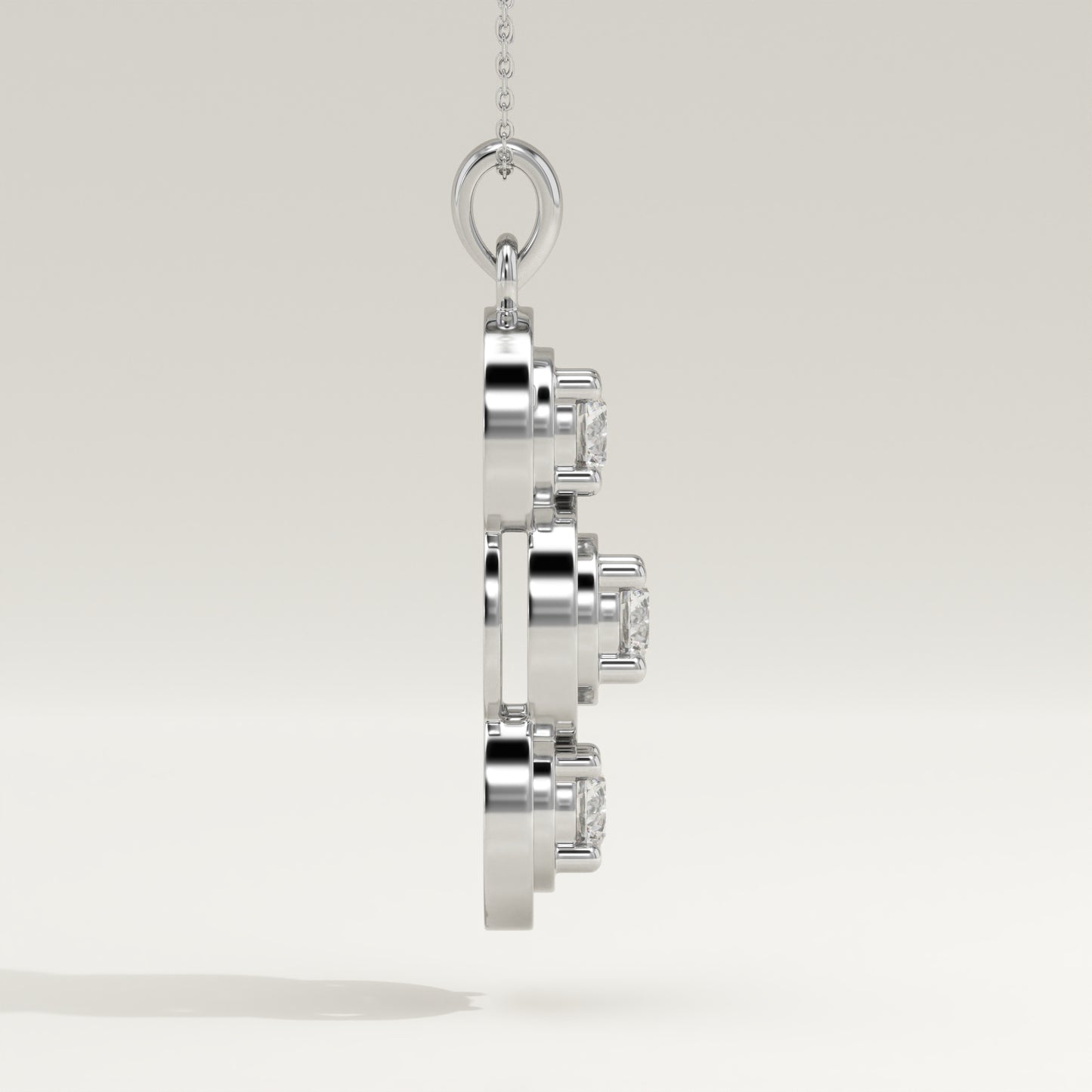 1.22 TCW Round Lab-Grown Diamond Three Stone Charm Necklace