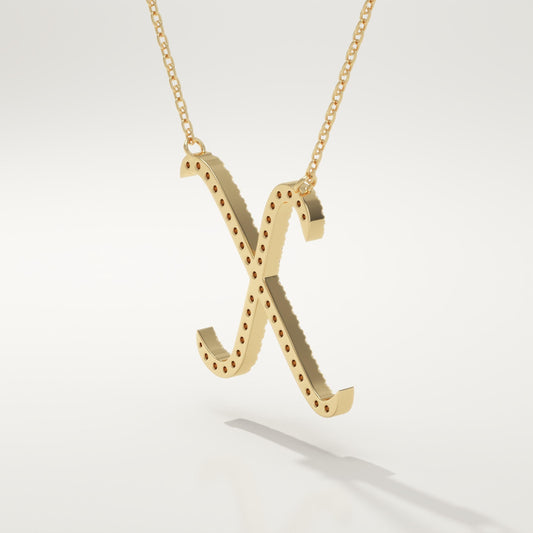 0.133 TCW Round Lab-Grown Diamond X Initial Necklace