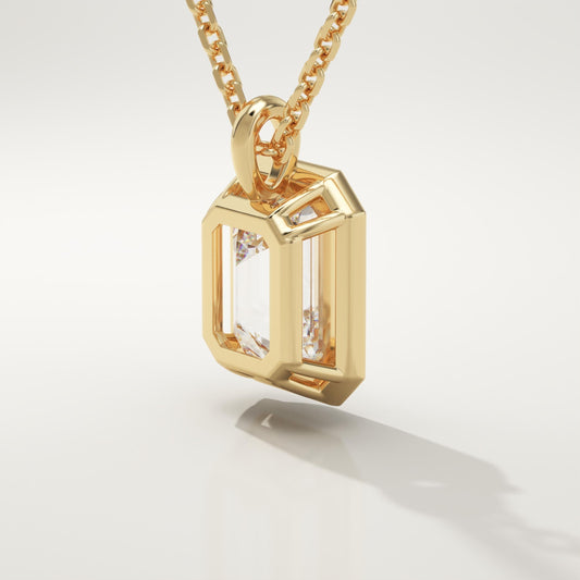 2 CT Emerald Lab-Grown Diamond Solitaire & Bezel Necklace