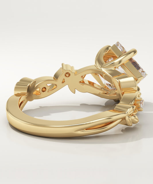 Princess Cut Nature Inspired Lab-Grown Diamond Engagement Ring