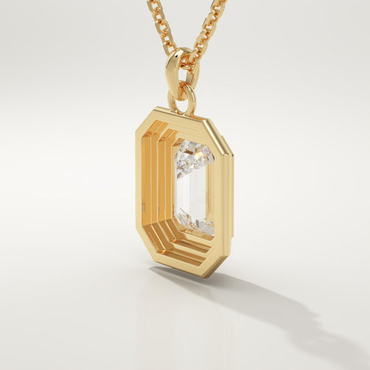 2 CT Emerald Lab-Grown Diamond Solitaire & Bezel Necklace