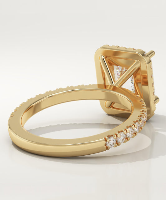 Emerald Cut Halo & Pave Lab-Grown Diamond Engagement Ring