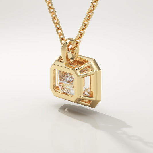 2 CT East West Emerald Lab-Grown Diamond Solitaire & Bezel Necklace