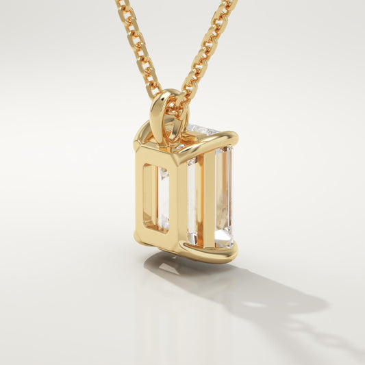 2 CT Emerald Cut Lab-Grown Diamond Solitaire Necklace