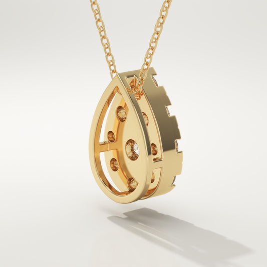 0.67 TCW Round Lab-Grown Diamond Pear Charm Necklace