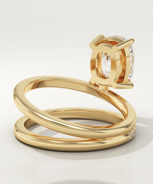 Elongated Cushion Cut Pave Lab-Grown Diamond Engagement Ring