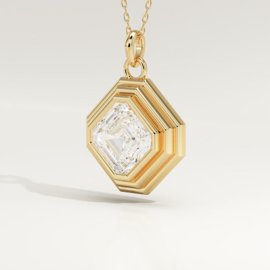 2 CT Asscher Lab-Grown Diamond Solitaire & Bezel Necklace