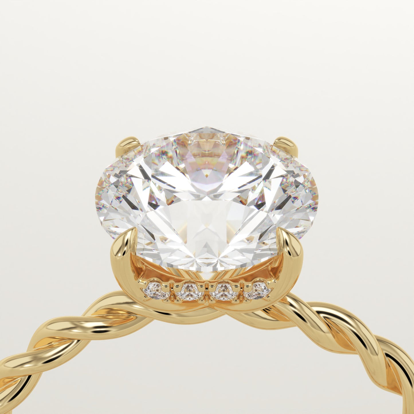 1 CT Round Cut Moissanite Twisted Shank Bridal Set (US Size 3 Ready To Ship)