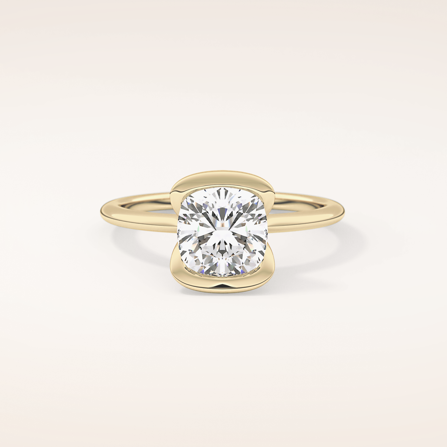 2.0 CT Cushion Cut Half Bezel Lab-Grown Diamond Engagement Ring
