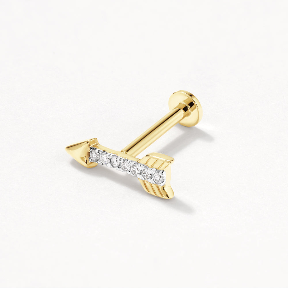 0.019 TCW Round Lab-Grown Diamond Arrow Helix Single Stud Earring