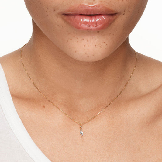 0.036 TCW Round Lab-Grown Diamond Lightning Bolt Necklace