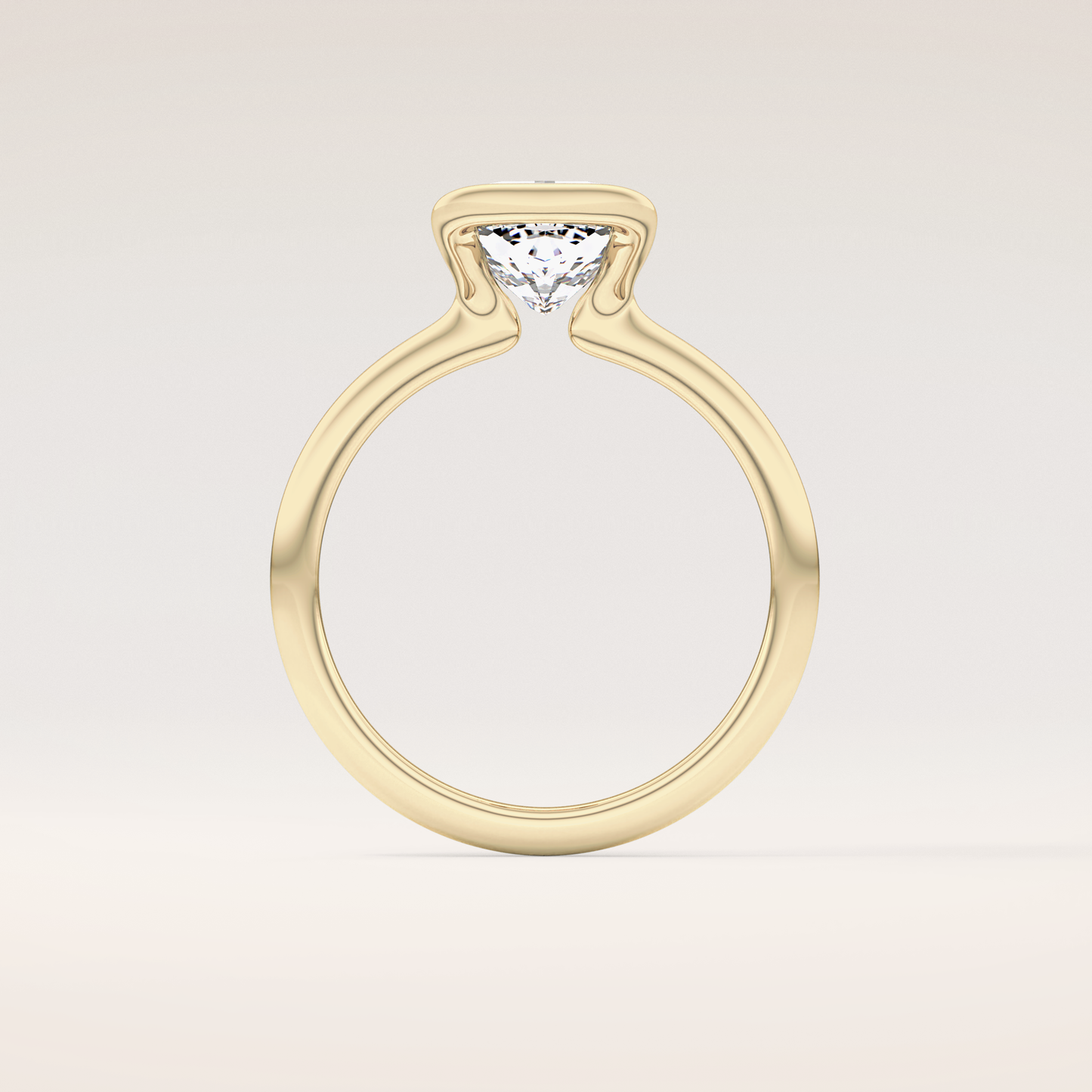 2.0 CT Cushion Cut Half Bezel Lab-Grown Diamond Engagement Ring