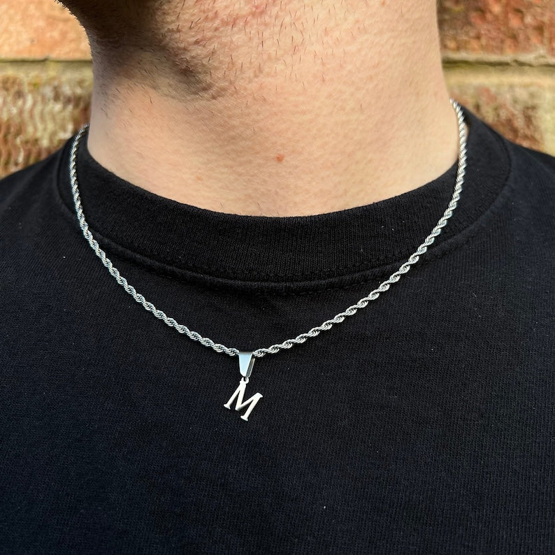 Initial Chained Necklace For Him