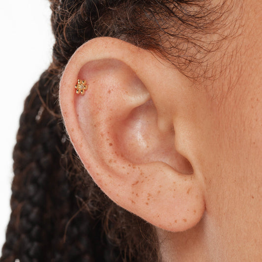 0.008 TCW Round Lab-Grown Diamond Daisy Helix Single Stud Earring