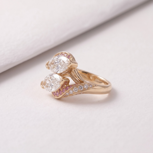 2 CT Pear Cut Curved Lab-Grown Diamond Engagement Ring