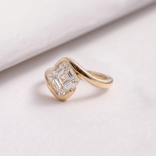1.5 CT Asscher Cut Curved Lab-Grown Diamond Engagement Ring
