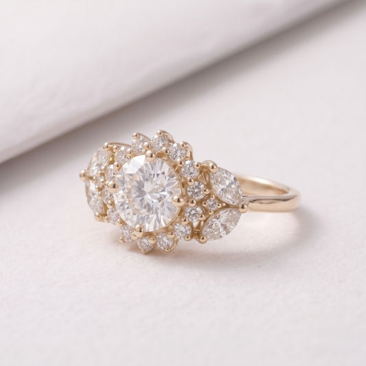 2 CT Pear Cut Curved Lab-Grown Diamond Engagement Ring
