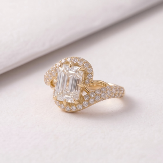 2 CT Pear Cut Curved Lab-Grown Diamond Engagement Ring