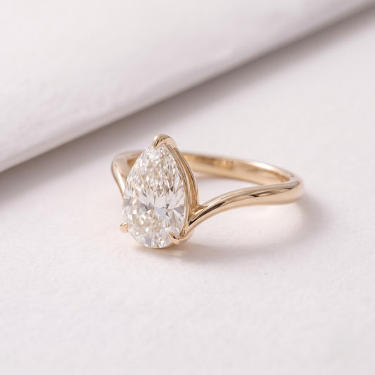 3 CT Pear Cut Solitaire Lab-Grown Diamond Engagement Ring