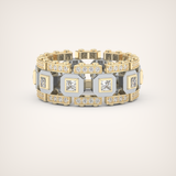 Princess & Round Moissanite Stones Two Tone Moissanite Wedding Band
