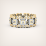 3.30 CT Two Tone Princess & Round Moissanite Diamond Band For Him