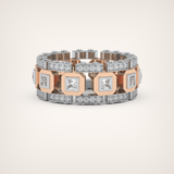 3.30 CT Two Tone Princess & Round Moissanite Diamond Band For Him
