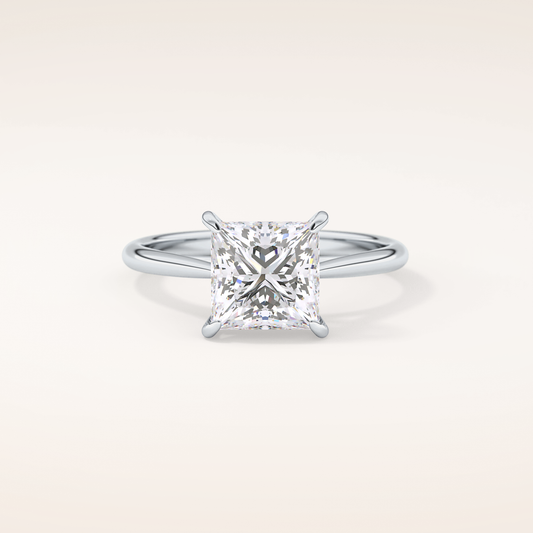 white Princess Cut Lab-Grown Diamond Engagement Ring