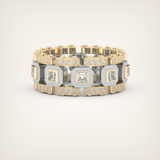 Princess & Round Moissanite Stones Two Tone Moissanite Wedding Band