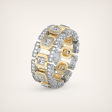Princess & Round Moissanite Stones Two Tone Moissanite Wedding Band