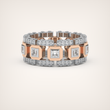 3.30 CT Two Tone Princess & Round Moissanite Diamond Band For Him