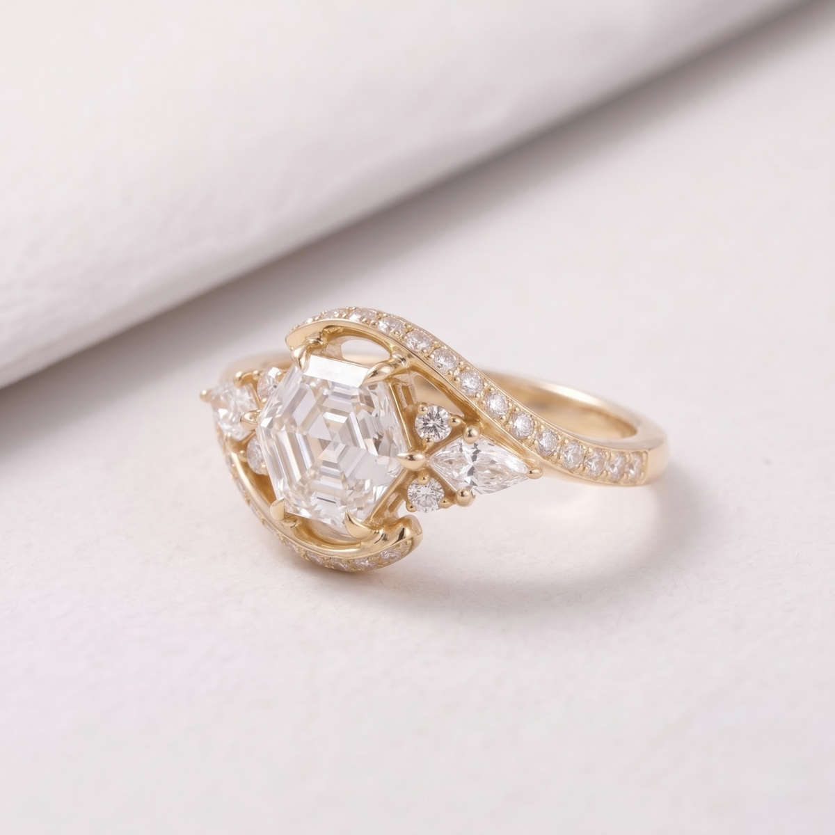 2 CT Pear Cut Curved Lab-Grown Diamond Engagement Ring