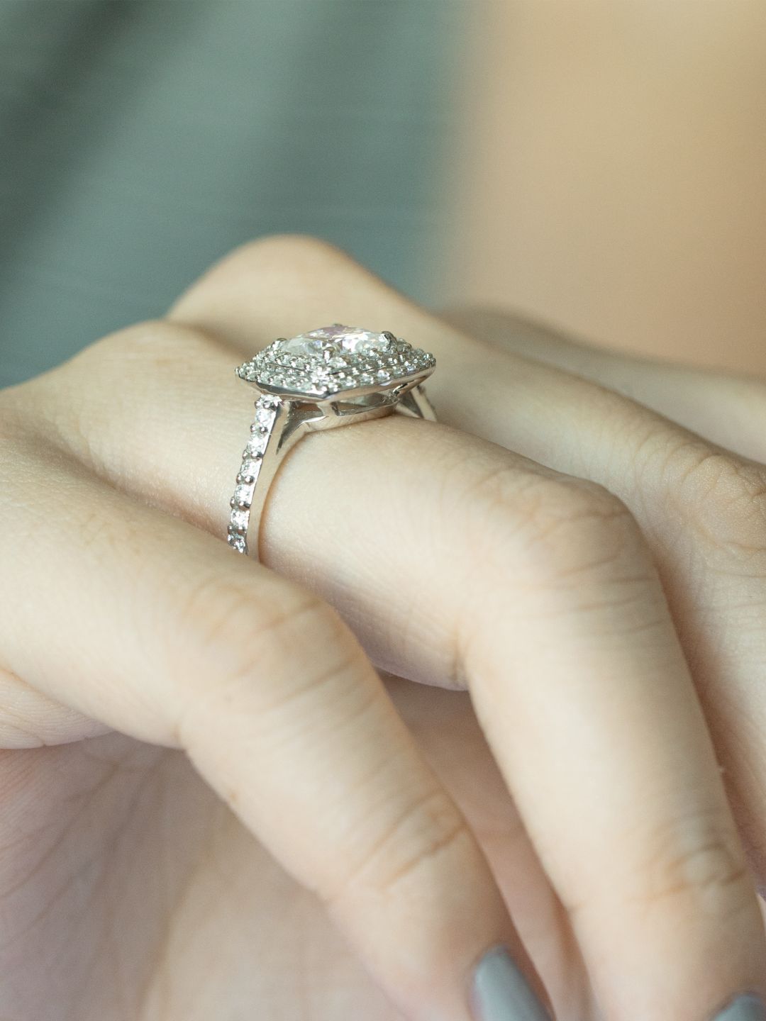 1 CT Cushion Cut Double Halo Lab-Grown Diamond Engagement Ring 7
