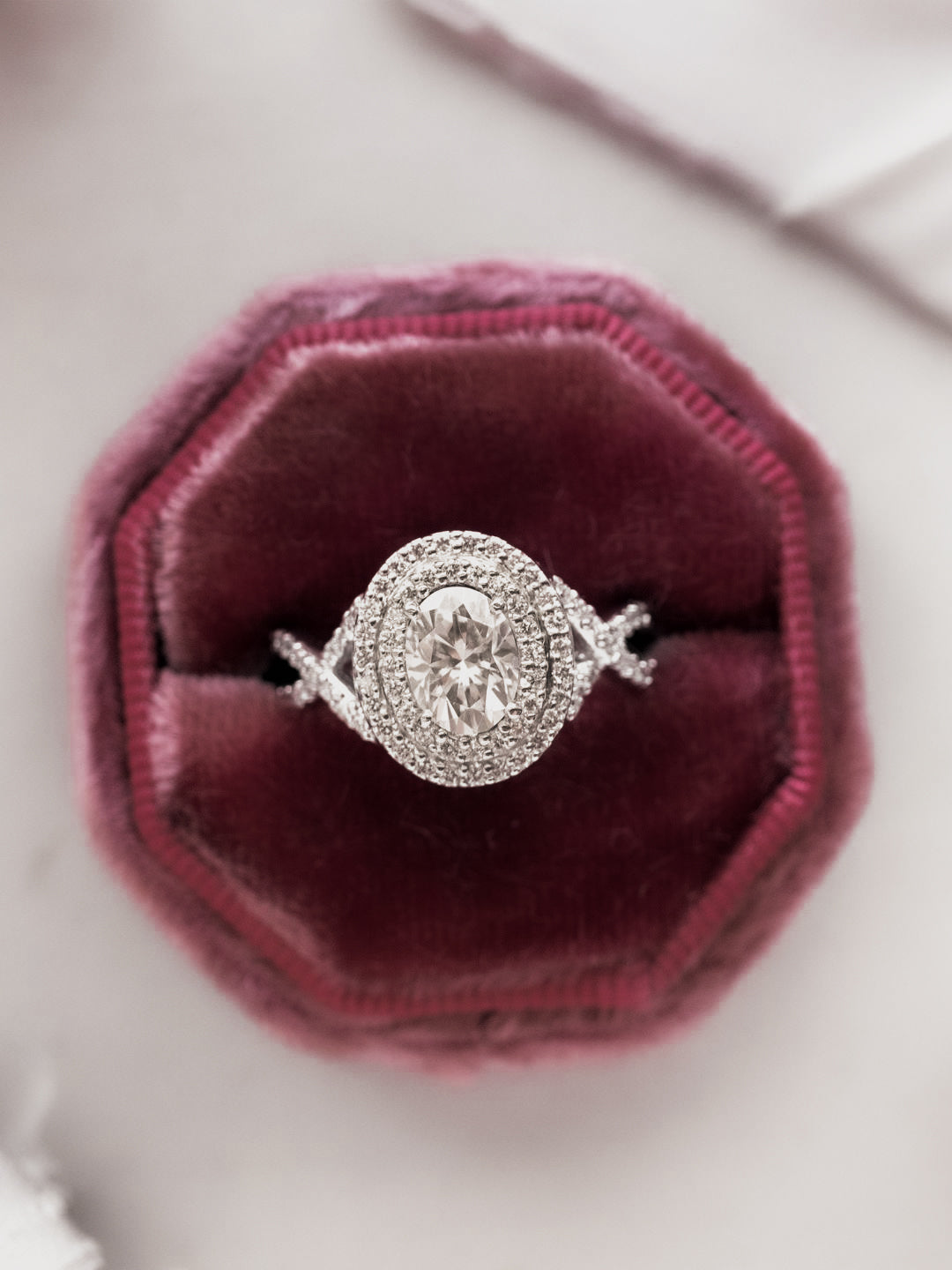 1 CT Oval Cut Double Halo & Twisted Pave Lab-Grown Diamond Engagement Ring 5