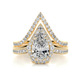 1.5 CT Pear Cut Halo & Pave Lab-Grown Diamond Bridal Set