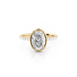 2 CT Oval Cut Bezel Pave Lab-Grown Diamond Engagement Ring