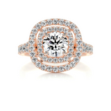 1.5 CT Round Cut Double Halo & Pave Lab-Grown Diamond Engagement Ring