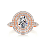 2.15 CT Oval Cut Double Halo & Pave Lab-Grown Diamond Engagement Ring