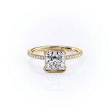 2 CT Princess Cut Half Bezel Pave Lab-Grown Diamond Engagement Ring