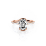 2 CT Oval Cut Half Bezel Pave Lab-Grown Diamond Engagement Ring